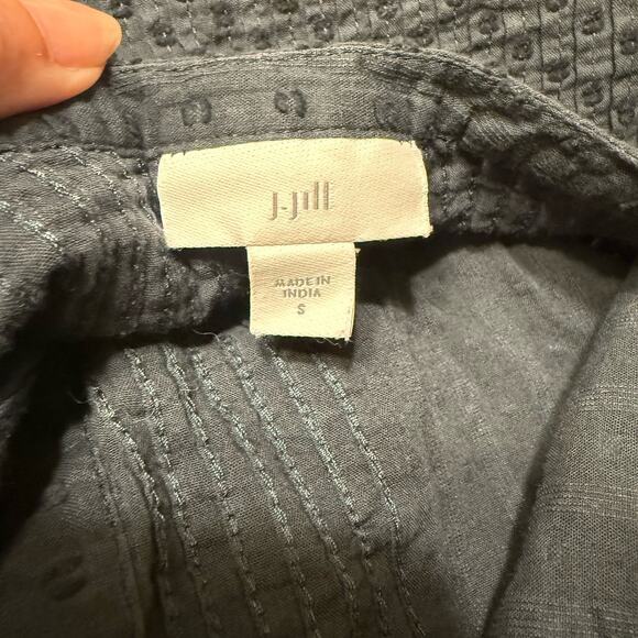 J. Jill Popover Sz Small Swiss Dot Forest Green Blouse Casual Office Fairy - Picture 9 of 10